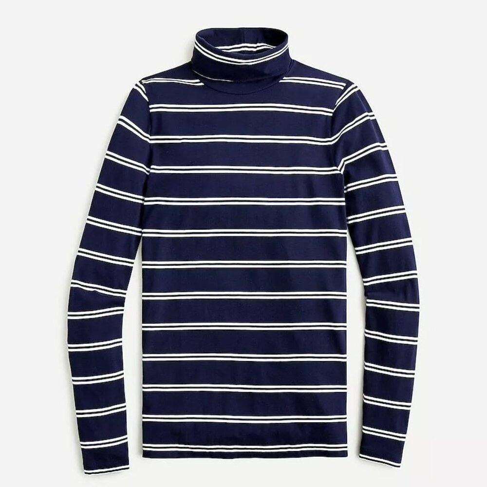 J.Crew Tissue Turtleneck Navy/White Freda Stripe - Size M